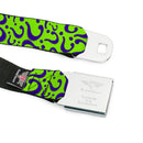 Riddler "?" Black Silver Seatbelt Belt - Question Mark Scattered Lime Green/Purple Webbing