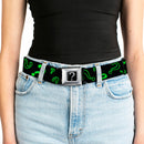 Riddler "?" Black Silver Seatbelt Belt - Question Mark Scattere2 Black/Neon Green Webbing