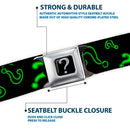 Riddler "?" Black Silver Seatbelt Belt - Question Mark Scattere2 Black/Neon Green Webbing
