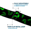 Riddler "?" Black Silver Seatbelt Belt - Question Mark Scattere2 Black/Neon Green Webbing
