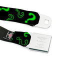 Riddler "?" Black Silver Seatbelt Belt - Question Mark Scattere2 Black/Neon Green Webbing