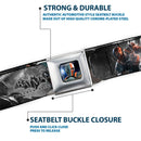 Arkham Origins Deathstroke Face CLOSE-UP Full Color Seatbelt Belt - BATMAN ARKHAM ORIGINS Deathstroke 3-Poses/Batman Battle Scene Grays/Reds Webbing