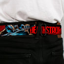 New 52 Deathstroke Face CLOSE-UP Full Color Red Seatbelt Belt - New 52 DEATHSTROKE Action Poses Black/Red Webbing