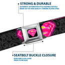 Electric Supergirl Shield Full Color Black Hot Pink Yellow Seatbelt Belt - Electric Supergirl Shield/Swirl Black/Gray/Hot Pink/Yellow Webbing