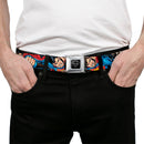 Superman Black Silver Seatbelt Belt - Superman Metropolis Face-Off Webbing