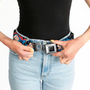 Superman Black Silver Seatbelt Belt - Superman Metropolis Face-Off Webbing