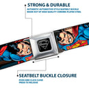 Superman Black Silver Seatbelt Belt - Superman Metropolis Face-Off Webbing