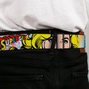 Superman Black Silver Seatbelt Belt - SUPERGIRL w/Face CLOSE-UP Webbing