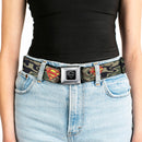 Superman Black Silver Seatbelt Belt - Superman Shield Camo Olive Webbing
