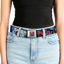 New 52 Superman Shield Explosion Full Color Blues Red Yellow Seatbelt Belt - New 52 Superman 1-Action Pose/Explosion/Bullets CLOSE-UP Light Blue Webbing