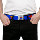Superman Full Color Blue Seatbelt Belt - Superman Shield Blue Webbing