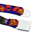 Superman Full Color Blue Seatbelt Belt - Superman Shield w/Cape Webbing