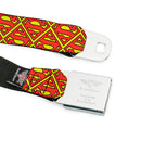 Superman Full Color Blue Seatbelt Belt - Super Shield Flipped Yellow/Red Webbing