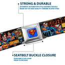 Superman Full Color Blue Seatbelt Belt - SUPERMAN Action Blocks Red/Blue Webbing