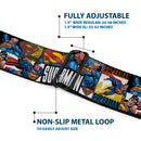 Superman Full Color Blue Seatbelt Belt - SUPERMAN Action Blocks White Webbing