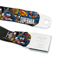 Superman Full Color Blue Seatbelt Belt - SUPERMAN Action Blocks White Webbing