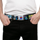 Superman Full Color Blue Seatbelt Belt - Superman Comic Panels Webbing