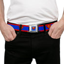 Superman Full Color Blue Seatbelt Belt - Superman Shield/Stripe Red/Blue Webbing