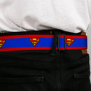 Superman Full Color Blue Seatbelt Belt - Superman Shield/Stripe Red/Blue Webbing