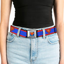 Superman Full Color Blue Seatbelt Belt - Superman Shield/Stripe Red/Blue Webbing
