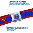 Superman Full Color Blue Seatbelt Belt - Superman Shield/Stripe Red/Blue Webbing
