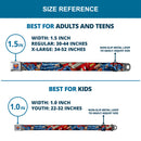 Superman Full Color Blue Seatbelt Belt - Superman Action Poses/Stars & Stripes Webbing