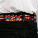Superman Full Color Blue Seatbelt Belt - Superman Poses/American Flag Webbing