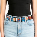 Superman Full Color Blue Seatbelt Belt - Superman Logo/Poses/Action Bubbles Pop Collage Blue/Black Webbing