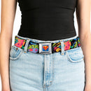 Superman Full Color Blue Seatbelt Belt - SUPERMAN Poses/Battling Mongul Black/Multi Neon Webbing
