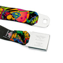 Superman Full Color Blue Seatbelt Belt - SUPERMAN Poses/Battling Mongul Black/Multi Neon Webbing