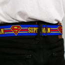 Superman Full Color Blue Seatbelt Belt - SUPERMAN/Shield Stripe Blue/Yellow/Red Webbing