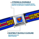 Superman Full Color Blue Seatbelt Belt - SUPERMAN/Shield Stripe Blue/Yellow/Red Webbing