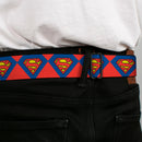 Superman Full Color Blue Seatbelt Belt - Superman Shield Diamond Outline Red/Blue/Yellow Webbing