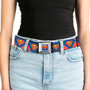 Superman Full Color Blue Seatbelt Belt - Superman Shield Diamond Outline Red/Blue/Yellow Webbing