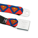 Superman Full Color Blue Seatbelt Belt - Superman Shield Diamond Outline Red/Blue/Yellow Webbing