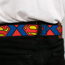 Superman Full Color Blue Seatbelt Belt - Superman Shield CLOSE-UP Blue/Red/Yellow Webbing