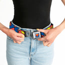 Superman Full Color Blue Seatbelt Belt - Superman Shield CLOSE-UP Blue/Red/Yellow Webbing