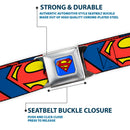 Superman Full Color Blue Seatbelt Belt - Superman Shield CLOSE-UP Blue/Red/Yellow Webbing