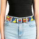 Superman Full Color Blue Seatbelt Belt - Jagged Superman Shield CLOSE-UP Yellow/Blue/Red Webbing