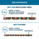 Superman Full Color Blue Seatbelt Belt - Jagged Superman Shield CLOSE-UP Yellow/Blue/Red Webbing