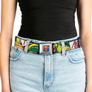 Superman Full Color Blue Seatbelt Belt - Classic ACTION COMICS Issue #1 Cover Superman Lifting Car Stacked Webbing