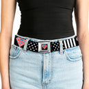 Superman Shield Full Color Black/White/Red/Blue Seatbelt Belt - Superman Shield Americana Stars and Stripes Black/White/Red/Blue Webbing