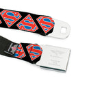 Superman Shield Full Color Black/White/Red/Blue Seatbelt Belt - Superman Shield Flip Americana Black/White/Red/Blue Webbing