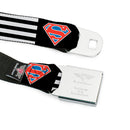 Superman Shield Full Color Black/White/Red/Blue Seatbelt Belt - Superman Shield Flip Americana Stripes Black/White/Red/Blue Webbing