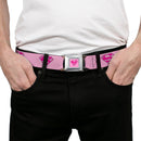 Superman Full Color Pink Seatbelt Belt - Superman Shield Pink Webbing
