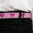 Superman Full Color Pink Seatbelt Belt - Superman Shield Pink Webbing