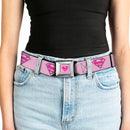Superman Full Color Pink Seatbelt Belt - Superman Shield Pink Webbing