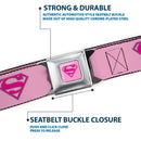 Superman Full Color Pink Seatbelt Belt - Superman Shield Pink Webbing