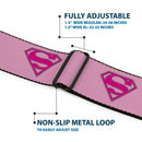 Superman Full Color Pink Seatbelt Belt - Superman Shield Pink Webbing