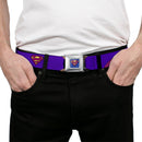 Bizzaro Logo Full Color Blue Seatbelt Belt - Bizzaro Logo w/Bizzaro Pose Webbing
